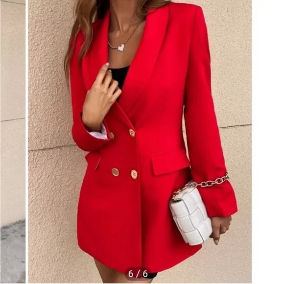 Zara Women's Red Longline Blazer/Jacket - Picture 5 of 5